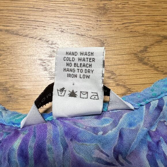 Vintage Nomadic Traders Babydoll Floral Batik Tiered Midi Dress Womens S 90s‎ - Picture 5 of 5